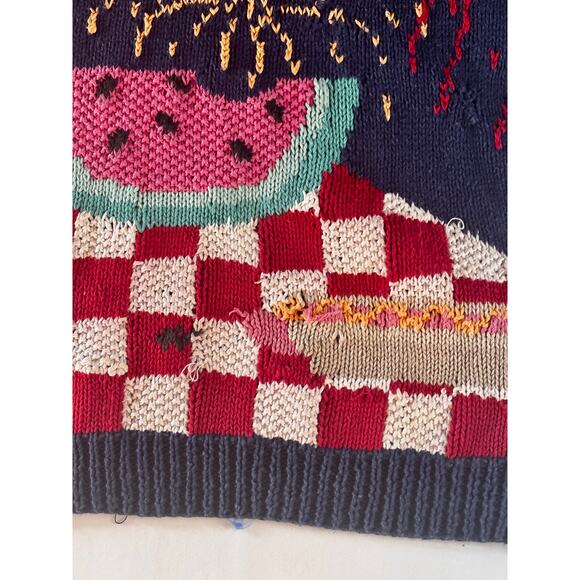 Signatures Northern Isles Hand Knit USA 4th Americana Sweater AS IS Wounded Bird - Picture 4 of 16